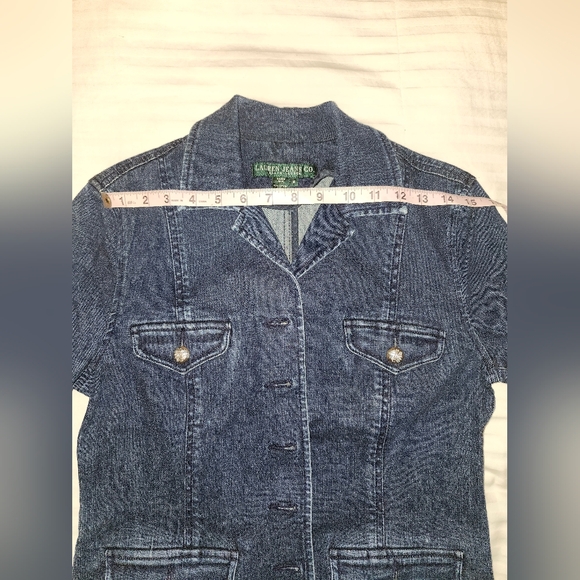 Lauren Jeans Co. Ralph Lauren dark wash denim blazer jacket - Picture 5 of 10